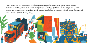 Acara karnaval budaya, yang semula ditujukan sebagai bentuk menumbuhkan jiwa nasionalisme, patriotisme, dan menumbuhkan kecintaan kepada budaya bangsa
